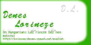 denes lorincze business card